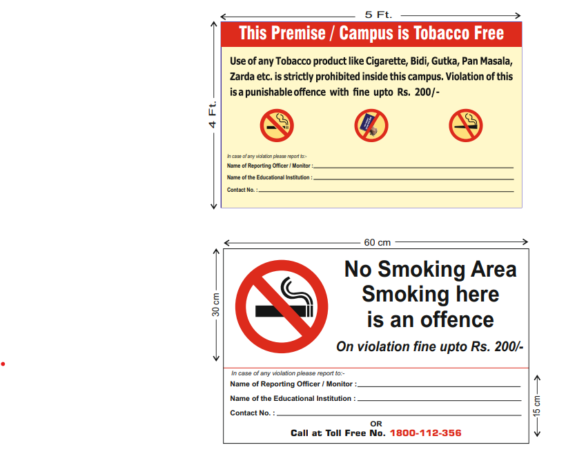 Tobacco Free Area Signage